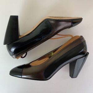 Walter Steiger Black/Bronze Off-set‎ Heel Pump Vintage 7.5